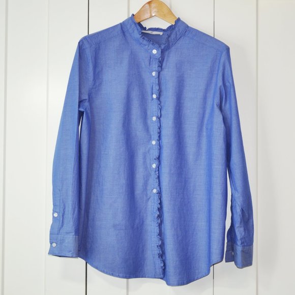 Signature Tops - Signature Collection cotton button-down blue blouse 16